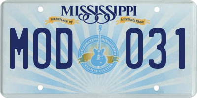 MS license plate MOD031