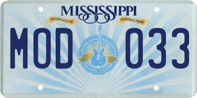 MS license plate MOD033