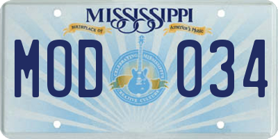 MS license plate MOD034