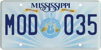 MS license plate MOD035