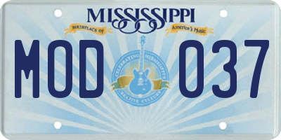 MS license plate MOD037