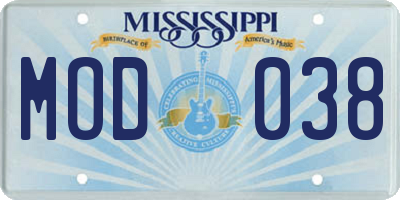 MS license plate MOD038