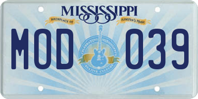 MS license plate MOD039