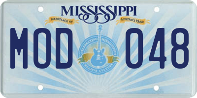 MS license plate MOD048