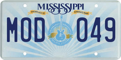 MS license plate MOD049