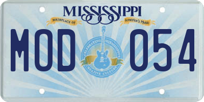 MS license plate MOD054