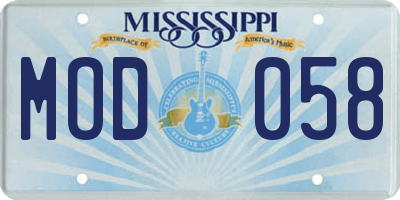 MS license plate MOD058