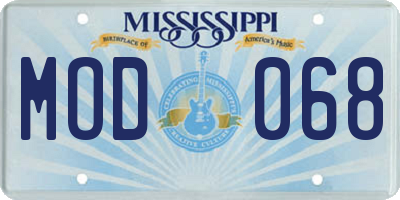 MS license plate MOD068