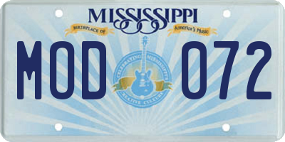 MS license plate MOD072