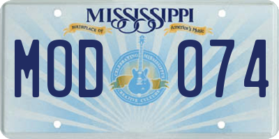 MS license plate MOD074