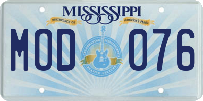 MS license plate MOD076