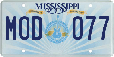 MS license plate MOD077