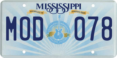 MS license plate MOD078