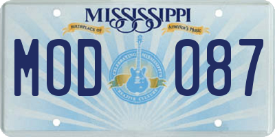 MS license plate MOD087