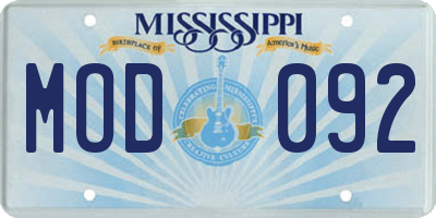 MS license plate MOD092