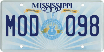 MS license plate MOD098