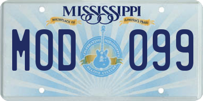 MS license plate MOD099