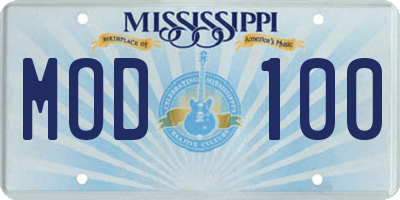MS license plate MOD100