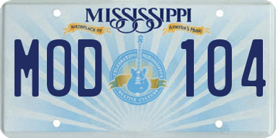 MS license plate MOD104