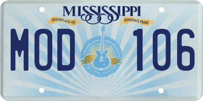 MS license plate MOD106