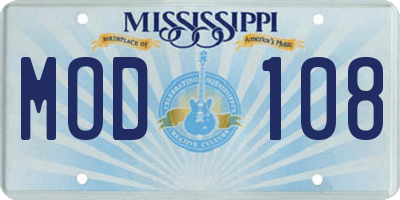 MS license plate MOD108