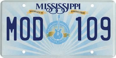 MS license plate MOD109