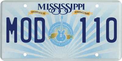 MS license plate MOD110