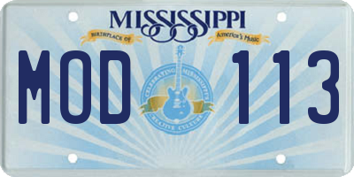 MS license plate MOD113