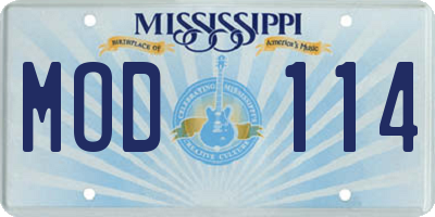 MS license plate MOD114
