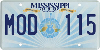 MS license plate MOD115