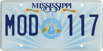 MS license plate MOD117