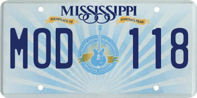 MS license plate MOD118
