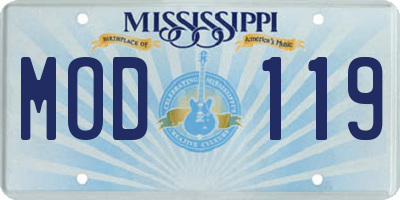 MS license plate MOD119