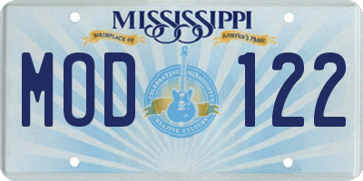 MS license plate MOD122