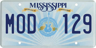 MS license plate MOD129