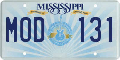 MS license plate MOD131