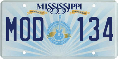 MS license plate MOD134