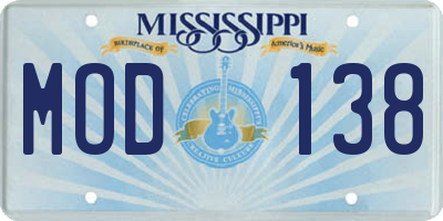 MS license plate MOD138