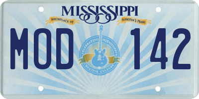 MS license plate MOD142