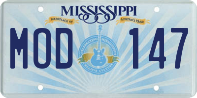 MS license plate MOD147