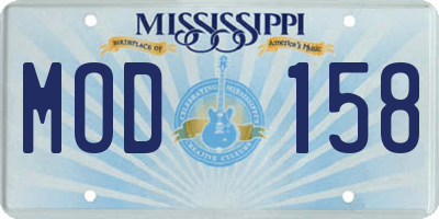MS license plate MOD158