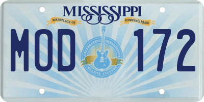 MS license plate MOD172
