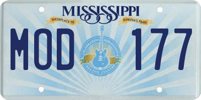 MS license plate MOD177
