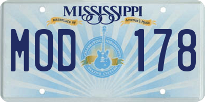 MS license plate MOD178