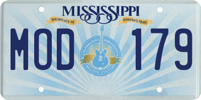 MS license plate MOD179