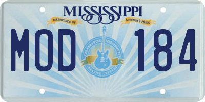 MS license plate MOD184