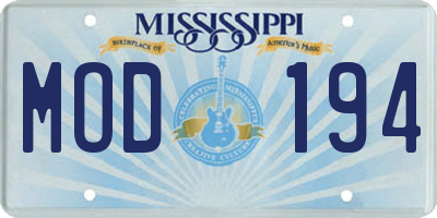 MS license plate MOD194