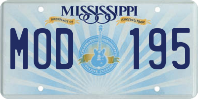 MS license plate MOD195