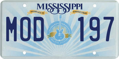 MS license plate MOD197