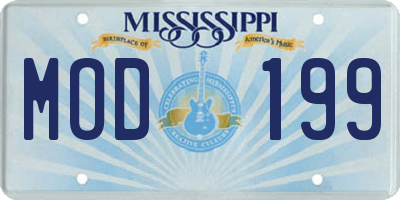 MS license plate MOD199